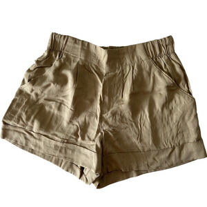 Workshop Andrea Jovine 100% Lyocell Pull On Comfy Shorts Size S Tan Khaki Beachy